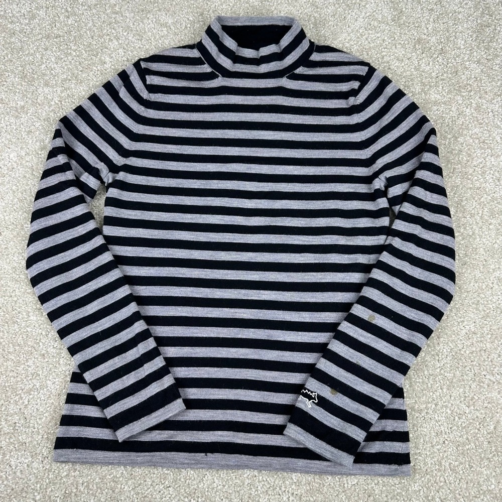Toad&Co Striped Mock Neck Long Sleeve Top Reversible Gorpcore Granola minimalist